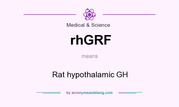 What does rhGRF mean? It stands for Rat hypothalamic GH