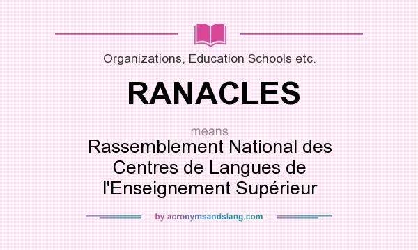 What does RANACLES mean? It stands for Rassemblement National des Centres de Langues de l`Enseignement Supérieur