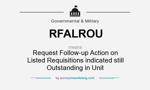 What does RFALROU mean? It stands for Request Follow-up Action on Listed Requisitions indicated still Outstanding in Unit