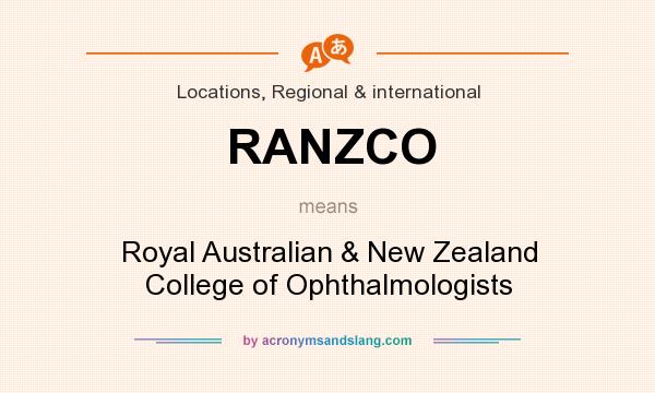What does RANZCO mean? It stands for Royal Australian & New Zealand College of Ophthalmologists