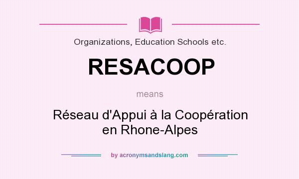 What does RESACOOP mean? It stands for Réseau d`Appui à la Coopération en Rhone-Alpes