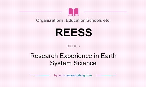 What does REESS mean? It stands for Research Experience in Earth System Science