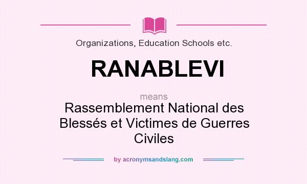 What does RANABLEVI mean? It stands for Rassemblement National des Blessés et Victimes de Guerres Civiles