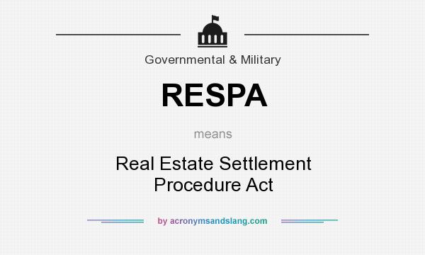 What does RESPA mean? It stands for Real Estate Settlement Procedure Act