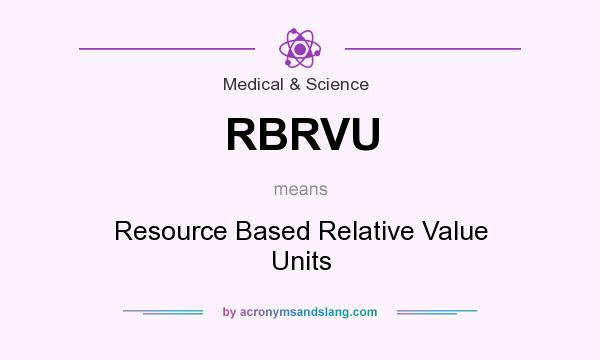 What does RBRVU mean? It stands for Resource Based Relative Value Units