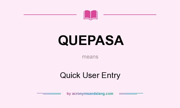 What does QUEPASA mean? It stands for Quick User Entry