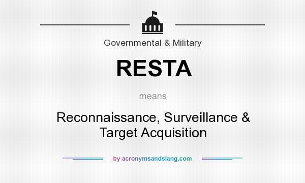 What does RESTA mean? It stands for Reconnaissance, Surveillance & Target Acquisition