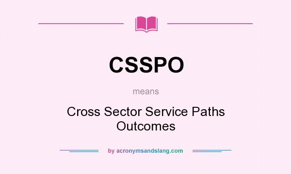 What does CSSPO mean? It stands for Cross Sector Service Paths Outcomes