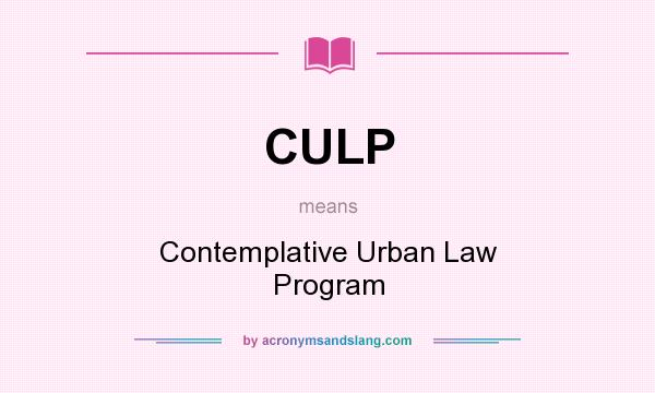 What does CULP mean? It stands for Contemplative Urban Law Program