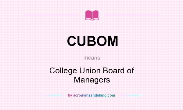 What does CUBOM mean? It stands for College Union Board of Managers