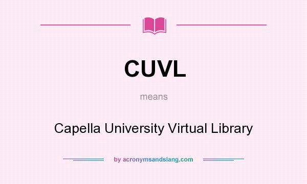 What does CUVL mean? It stands for Capella University Virtual Library