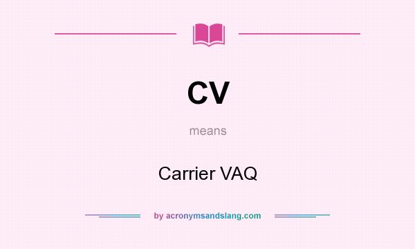 What does CV mean? It stands for Carrier VAQ