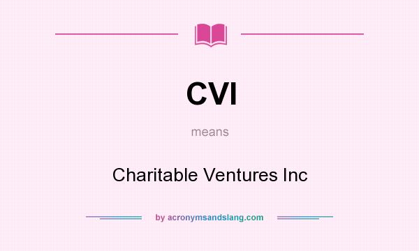 What does CVI mean? It stands for Charitable Ventures Inc