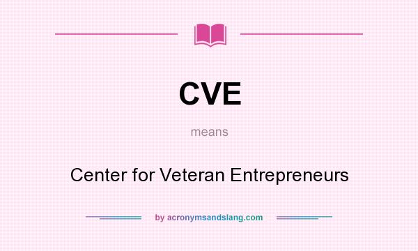 What does CVE mean? It stands for Center for Veteran Entrepreneurs