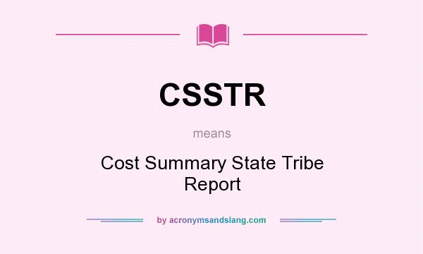 What does CSSTR mean? It stands for Cost Summary State Tribe Report