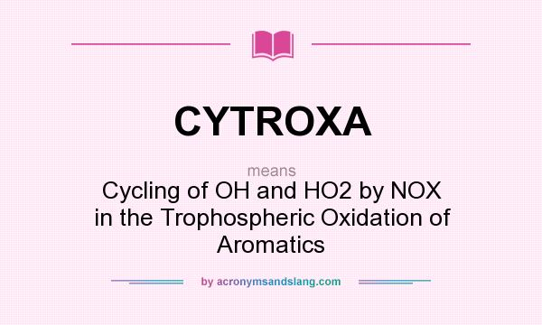 What does CYTROXA mean? It stands for Cycling of OH and HO2 by NOX in the Trophospheric Oxidation of Aromatics