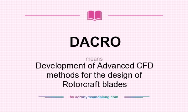 What does DACRO mean? It stands for Development of Advanced CFD methods for the design of Rotorcraft blades