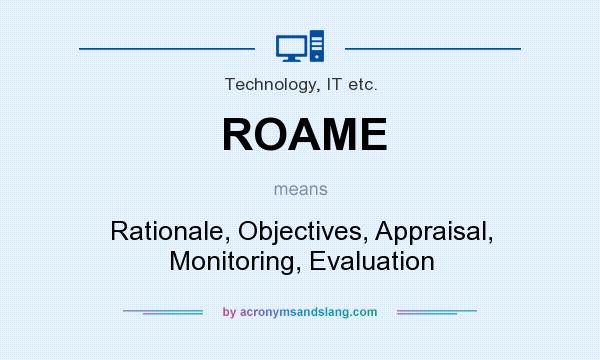 What does ROAME mean? It stands for Rationale, Objectives, Appraisal, Monitoring, Evaluation
