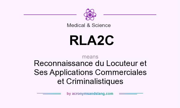 What does RLA2C mean? It stands for Reconnaissance du Locuteur et Ses Applications Commerciales et Criminalistiques