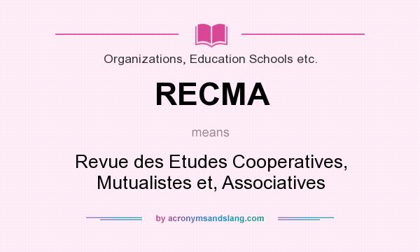 What does RECMA mean? It stands for Revue des Etudes Cooperatives, Mutualistes et, Associatives