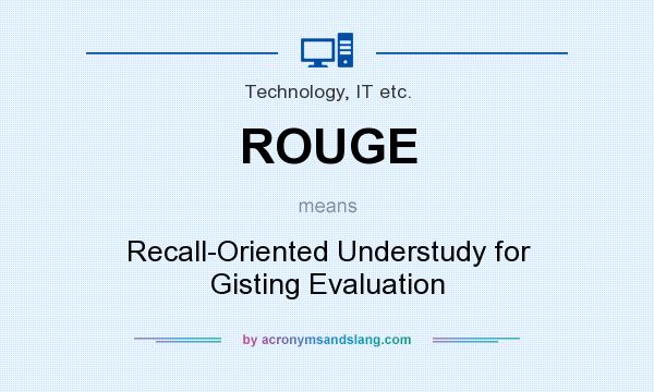 What does ROUGE mean? It stands for Recall-Oriented Understudy for Gisting Evaluation