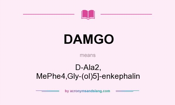 What does DAMGO mean? It stands for D-Ala2, MePhe4,Gly-(ol)5]-enkephalin
