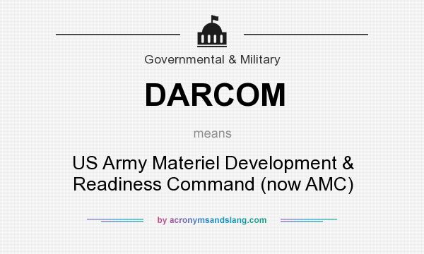 What does DARCOM mean? It stands for US Army Materiel Development & Readiness Command (now AMC)