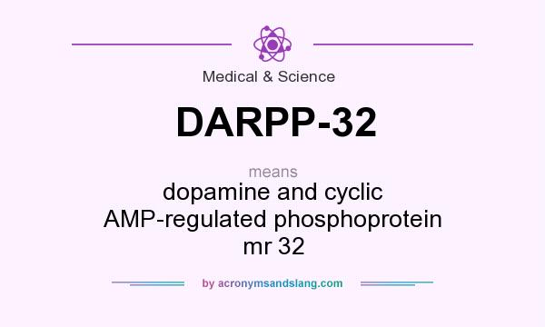What does DARPP-32 mean? It stands for dopamine and cyclic AMP-regulated phosphoprotein mr 32