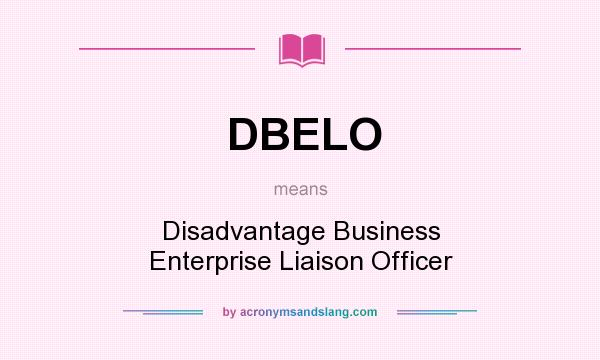 What does DBELO mean? It stands for Disadvantage Business Enterprise Liaison Officer