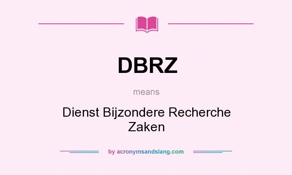 What does DBRZ mean? It stands for Dienst Bijzondere Recherche Zaken