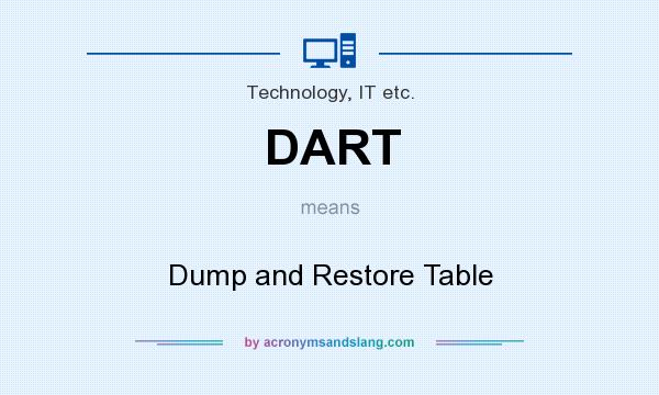 What does DART mean? It stands for Dump and Restore Table