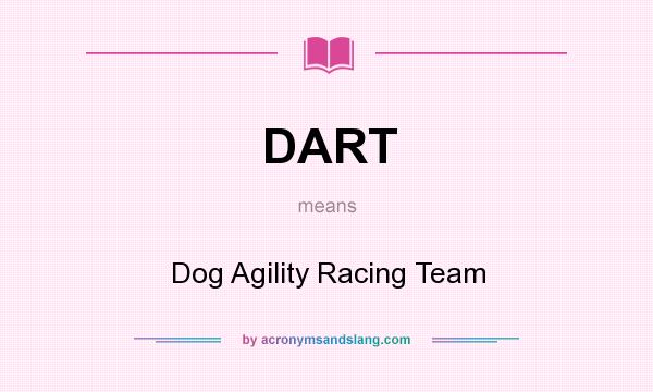 What does DART mean? It stands for Dog Agility Racing Team