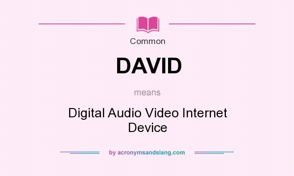 What does DAVID mean? It stands for Digital Audio Video Internet Device