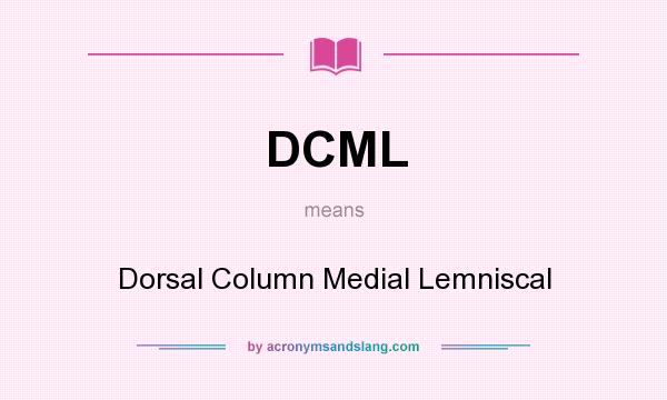 What does DCML mean? It stands for Dorsal Column Medial Lemniscal