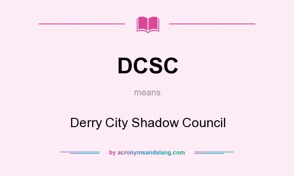 What does DCSC mean? It stands for Derry City Shadow Council