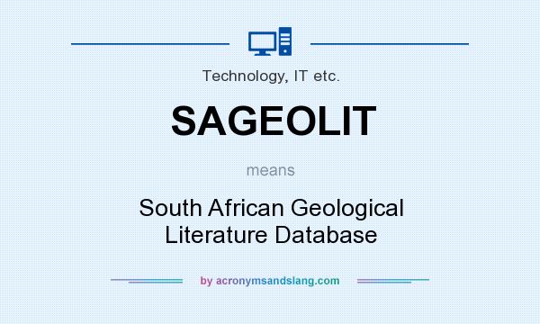 What does SAGEOLIT mean? It stands for South African Geological Literature Database