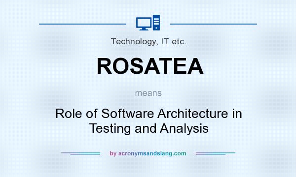 What does ROSATEA mean? It stands for Role of Software Architecture in Testing and Analysis