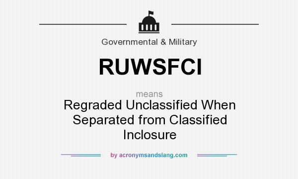 What does RUWSFCI mean? It stands for Regraded Unclassified When Separated from Classified Inclosure