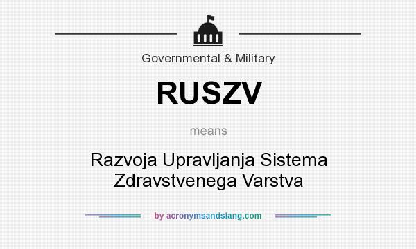 What does RUSZV mean? It stands for Razvoja Upravljanja Sistema Zdravstvenega Varstva