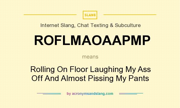 What does ROFLMAOAAPMP mean? It stands for Rolling On Floor Laughing My Ass Off And Almost Pissing My Pants
