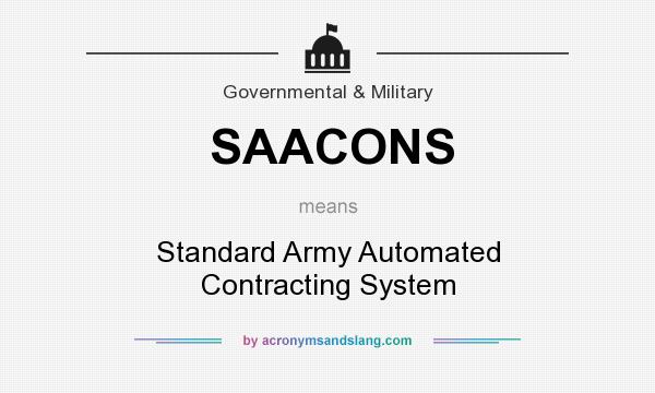 What does SAACONS mean? It stands for Standard Army Automated Contracting System