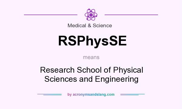 What does RSPhysSE mean? It stands for Research School of Physical Sciences and Engineering