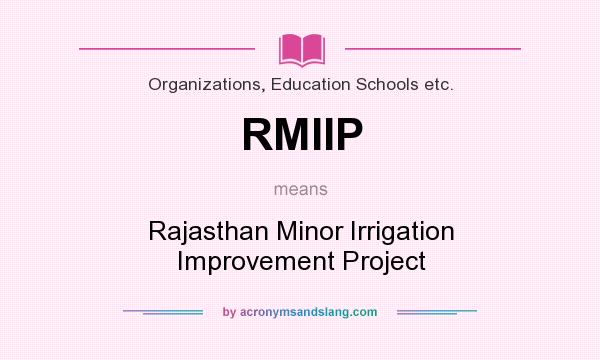 What does RMIIP mean? It stands for Rajasthan Minor Irrigation Improvement Project