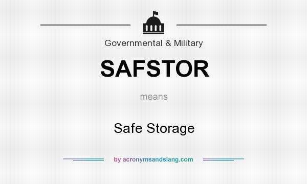What does SAFSTOR mean? It stands for Safe Storage