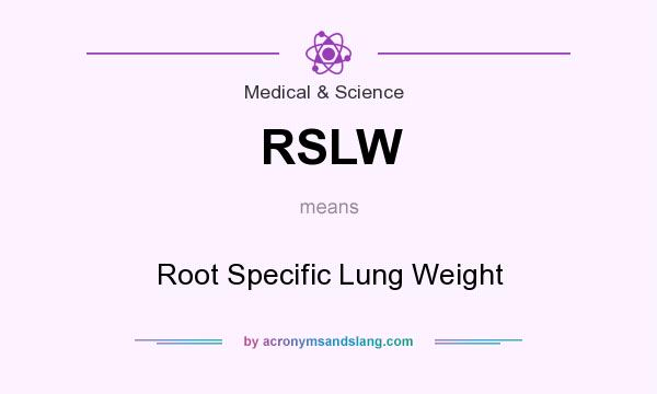What does RSLW mean? It stands for Root Specific Lung Weight
