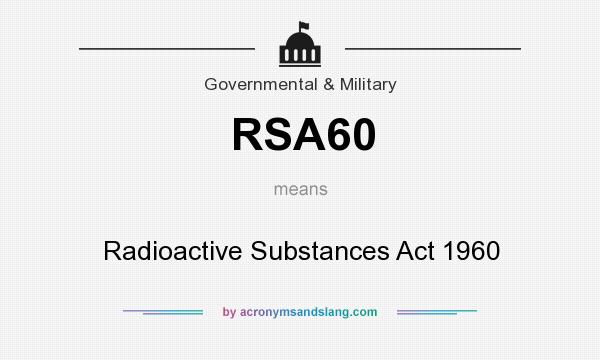 What does RSA60 mean? It stands for Radioactive Substances Act 1960