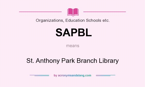 What does SAPBL mean? It stands for St. Anthony Park Branch Library