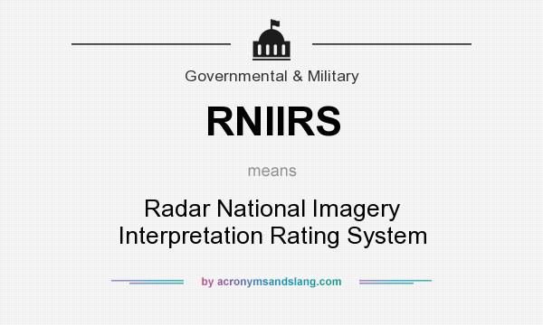 What does RNIIRS mean? It stands for Radar National Imagery Interpretation Rating System