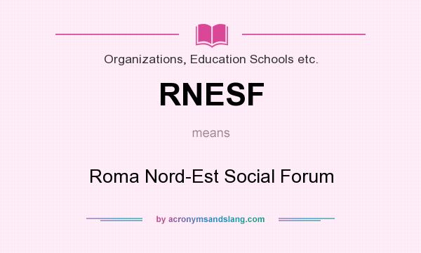 What does RNESF mean? It stands for Roma Nord-Est Social Forum