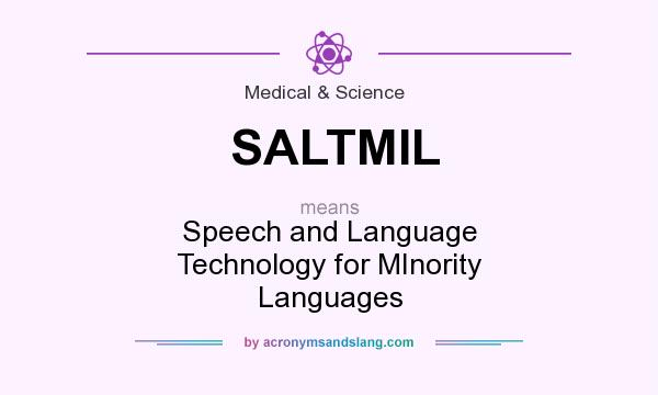 What does SALTMIL mean? It stands for Speech and Language Technology for MInority Languages